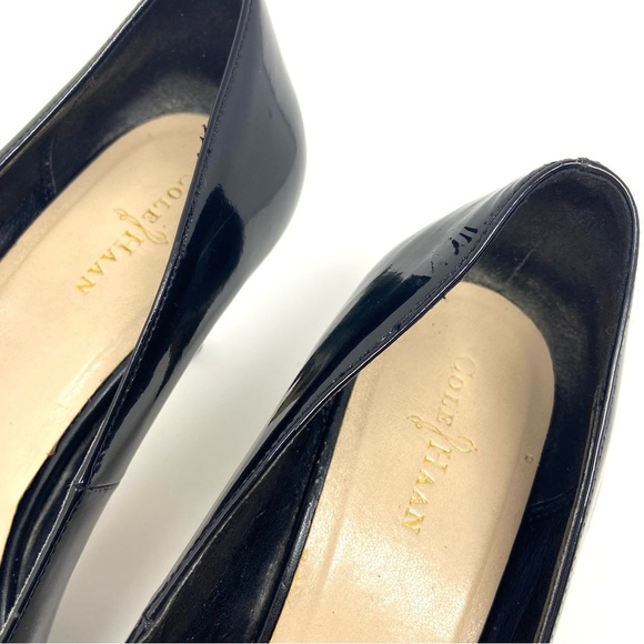 COLE HAAN Black Patent Leather Pumps 3 Inch Heels Classic Career - Picture 2 of 9